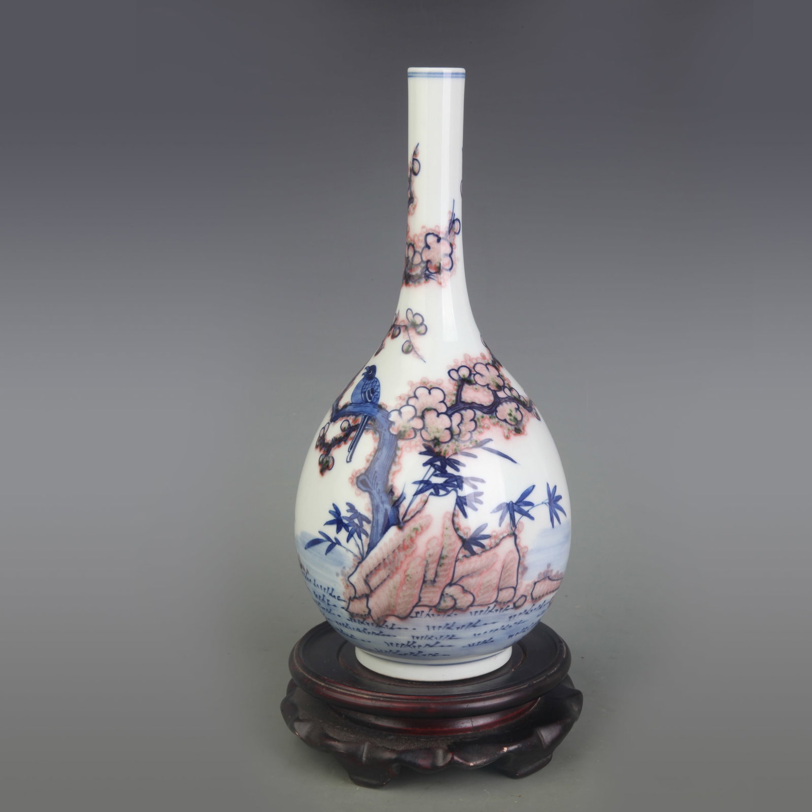 BLUE AND WHITE UNDERGLAZE RED GALLBLADDER PORCELAIN VASE