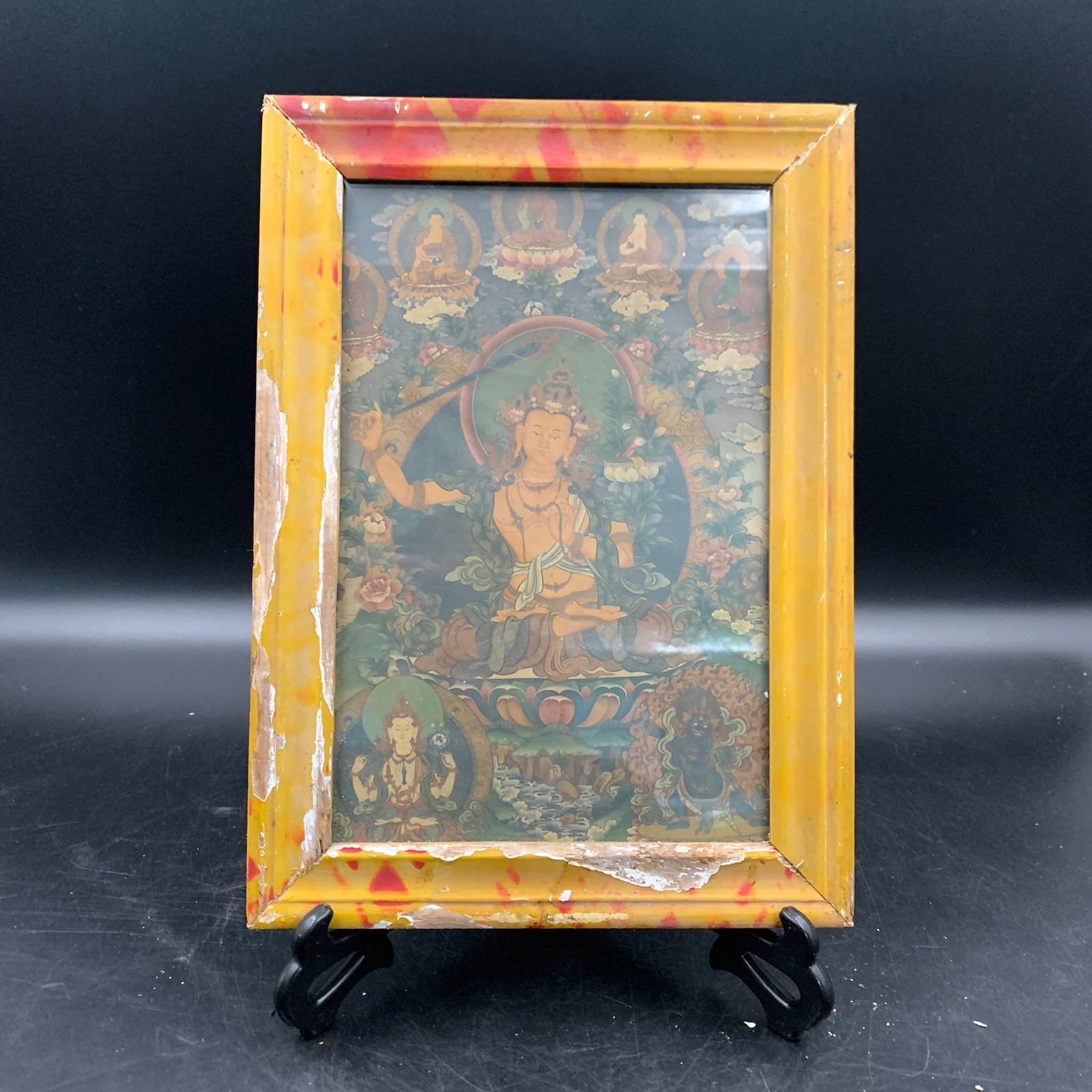 A FINE FRAMED HIMALAYAN THANGKA (TANGKA) MANJUSHRI PRINTS