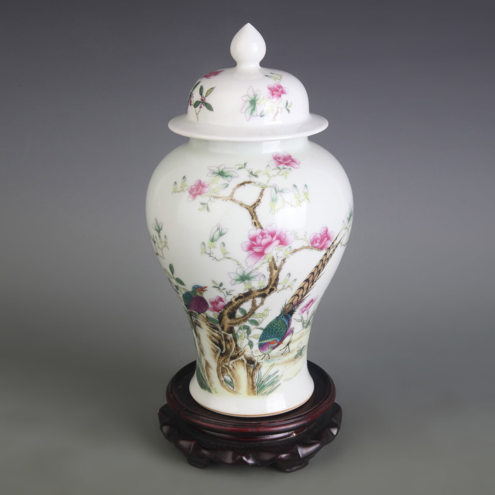 FAMILLE ROSE FLOWER AND BIRD PATTERN PORCELAIN GENERAL STYLE JAR