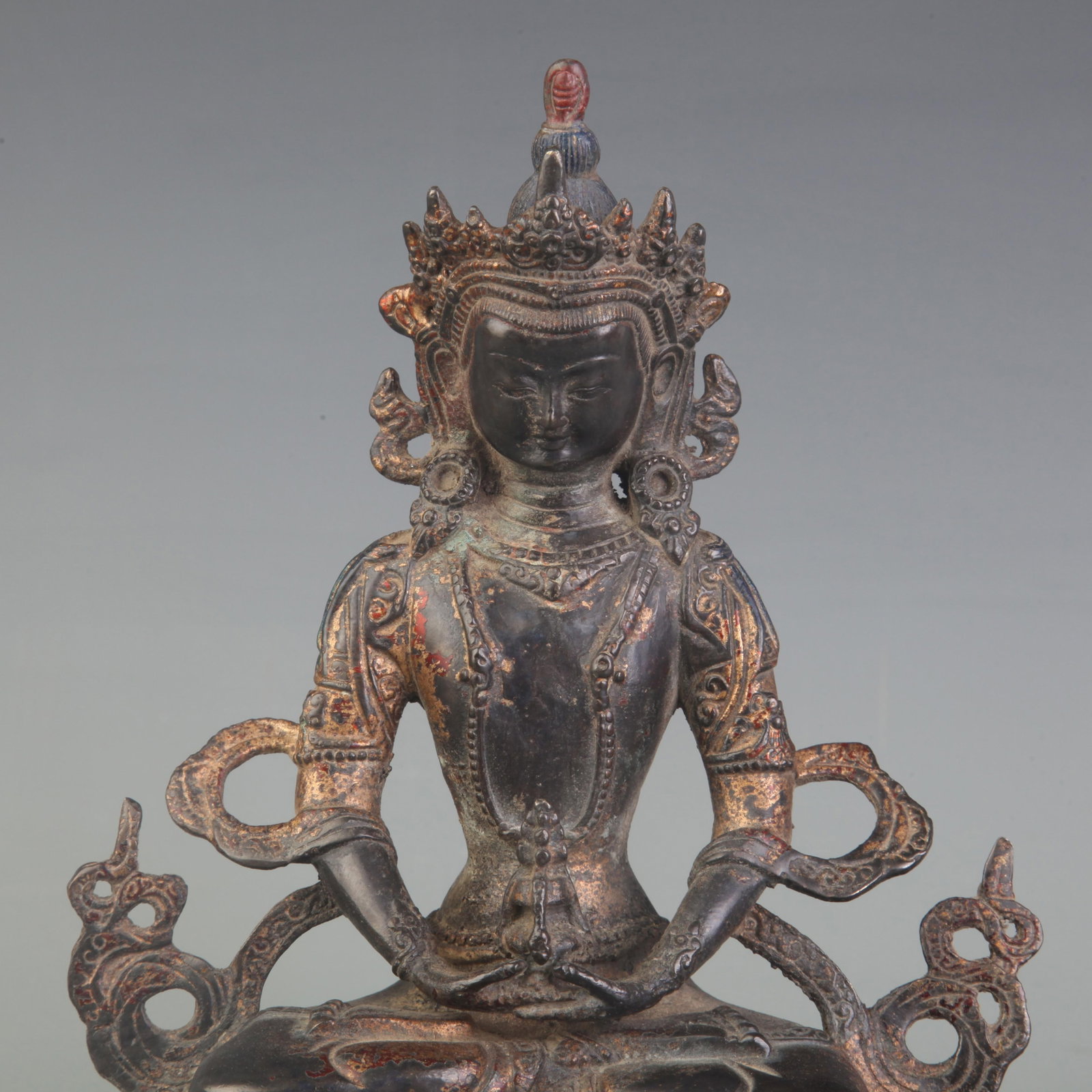 A FINE BRONZE LONGEVITY BUDDHA FIGURE - 2
