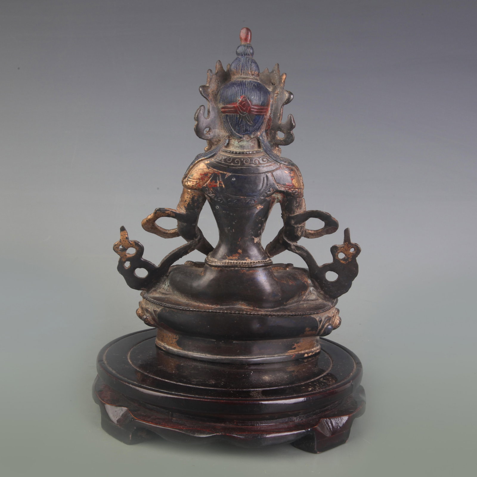 A FINE BRONZE LONGEVITY BUDDHA FIGURE - 4