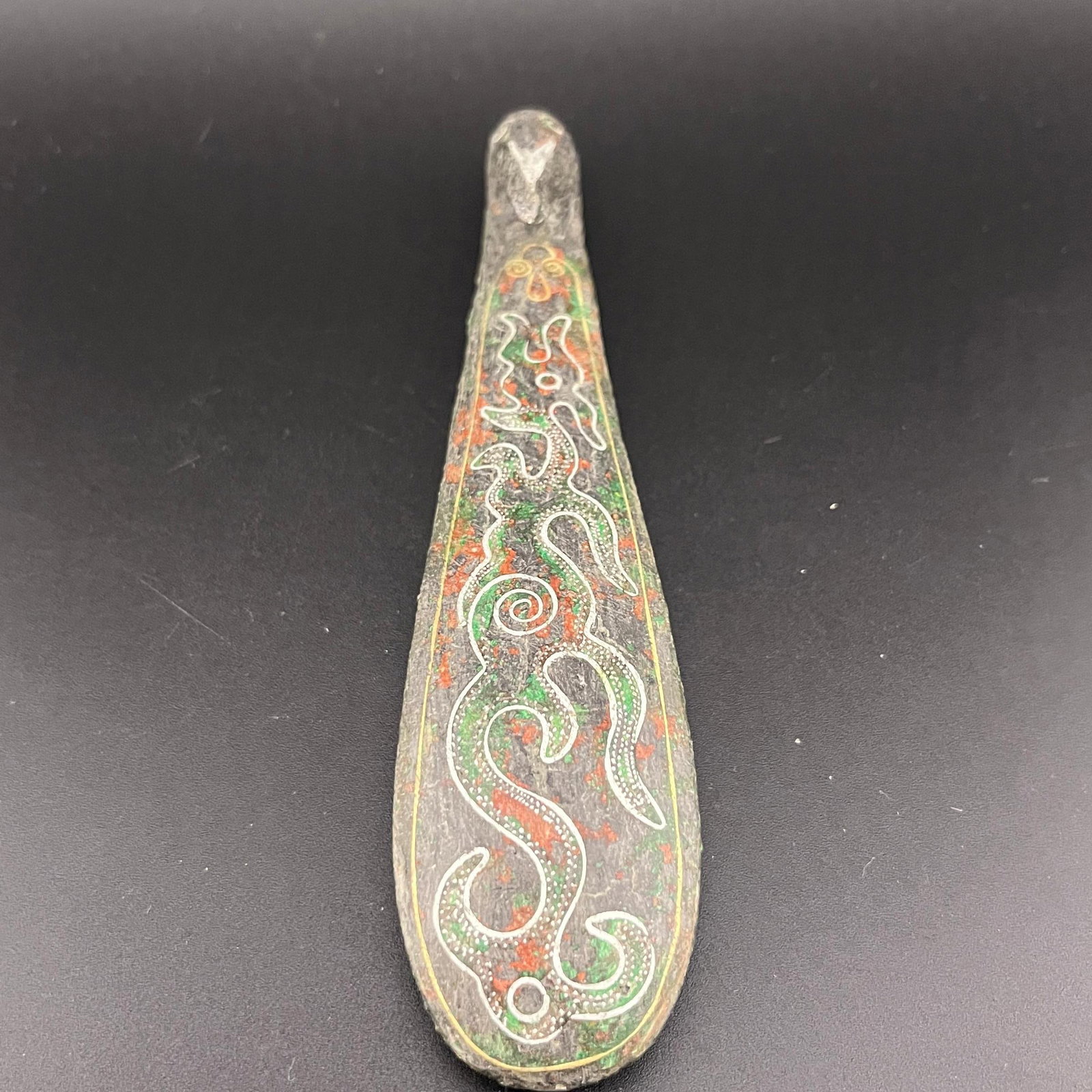 A FINE SILVER INLAYED BRONZE GARMENT HOOK - 2