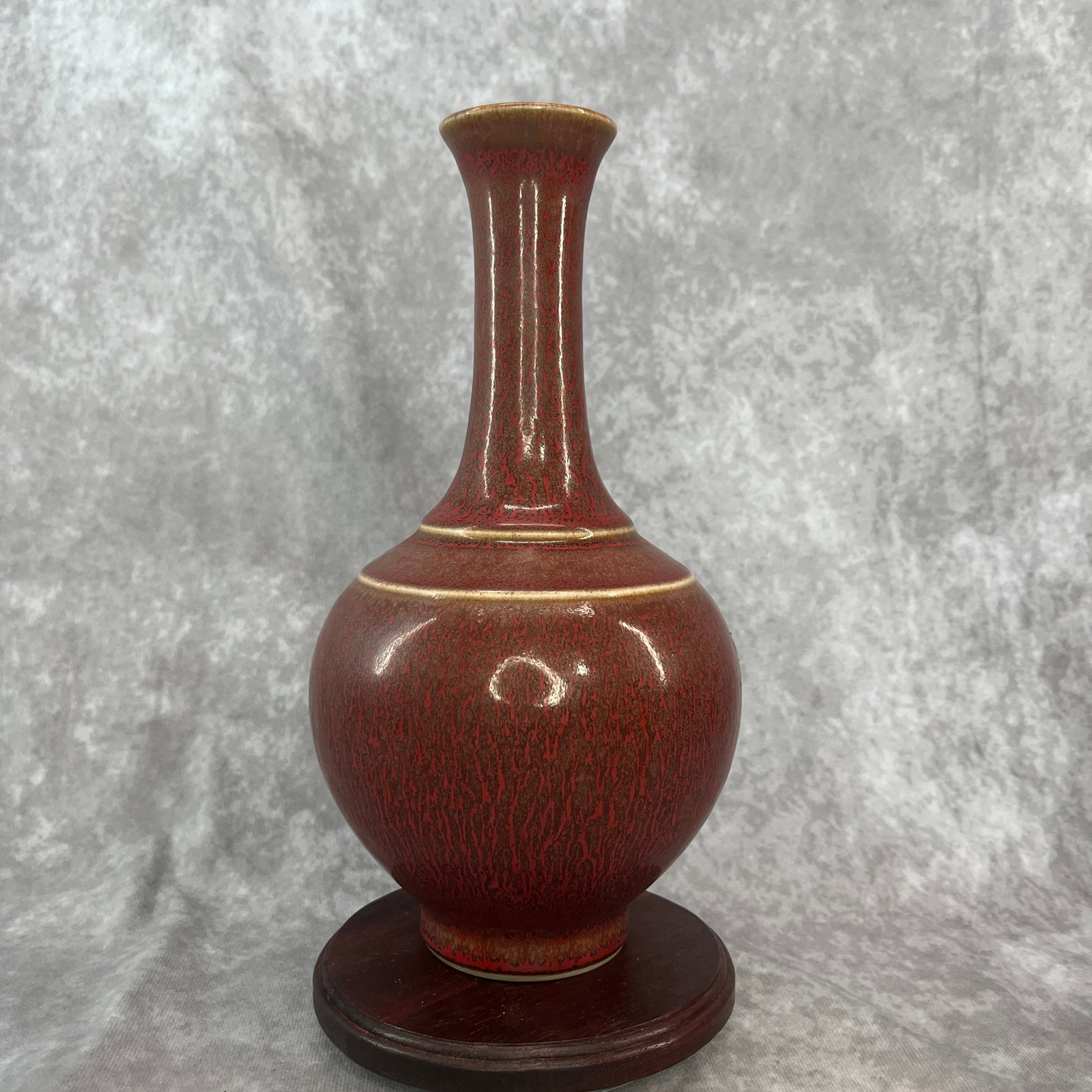 A FINE SACRIFICIAL RED GLAZED PORCELAIN VASE
