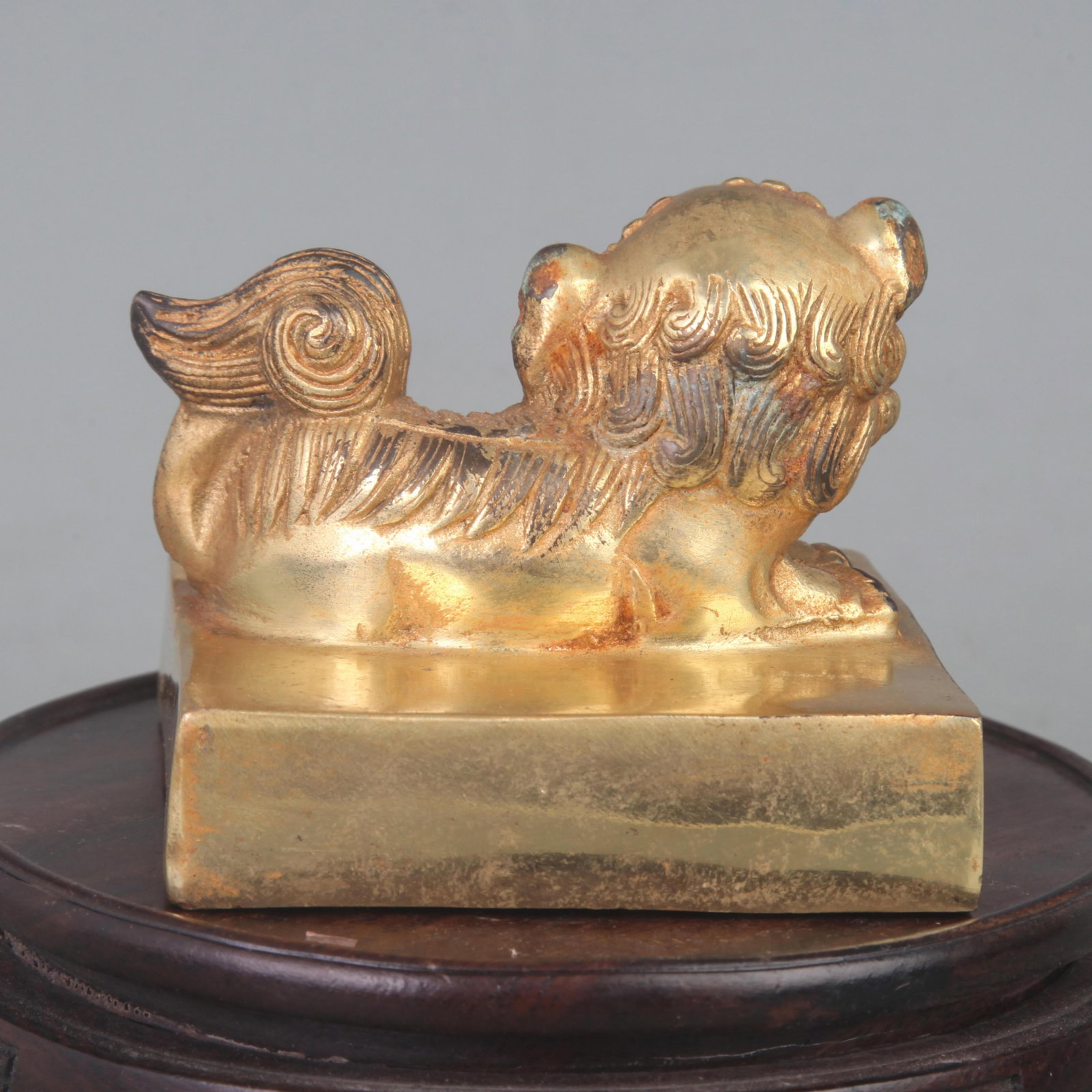 RARE GILT BRONZE RUI SHOU FIGURE BRONZE SEAL (1 of 4)