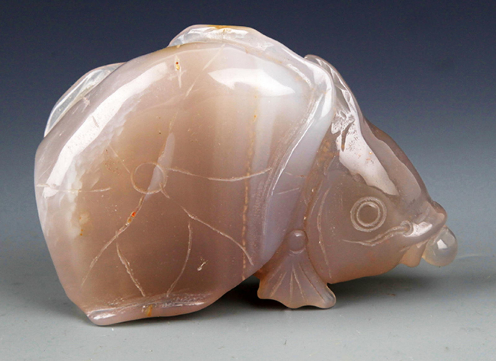 A LARGE FISH FIGURE JADE DECORATION - 3