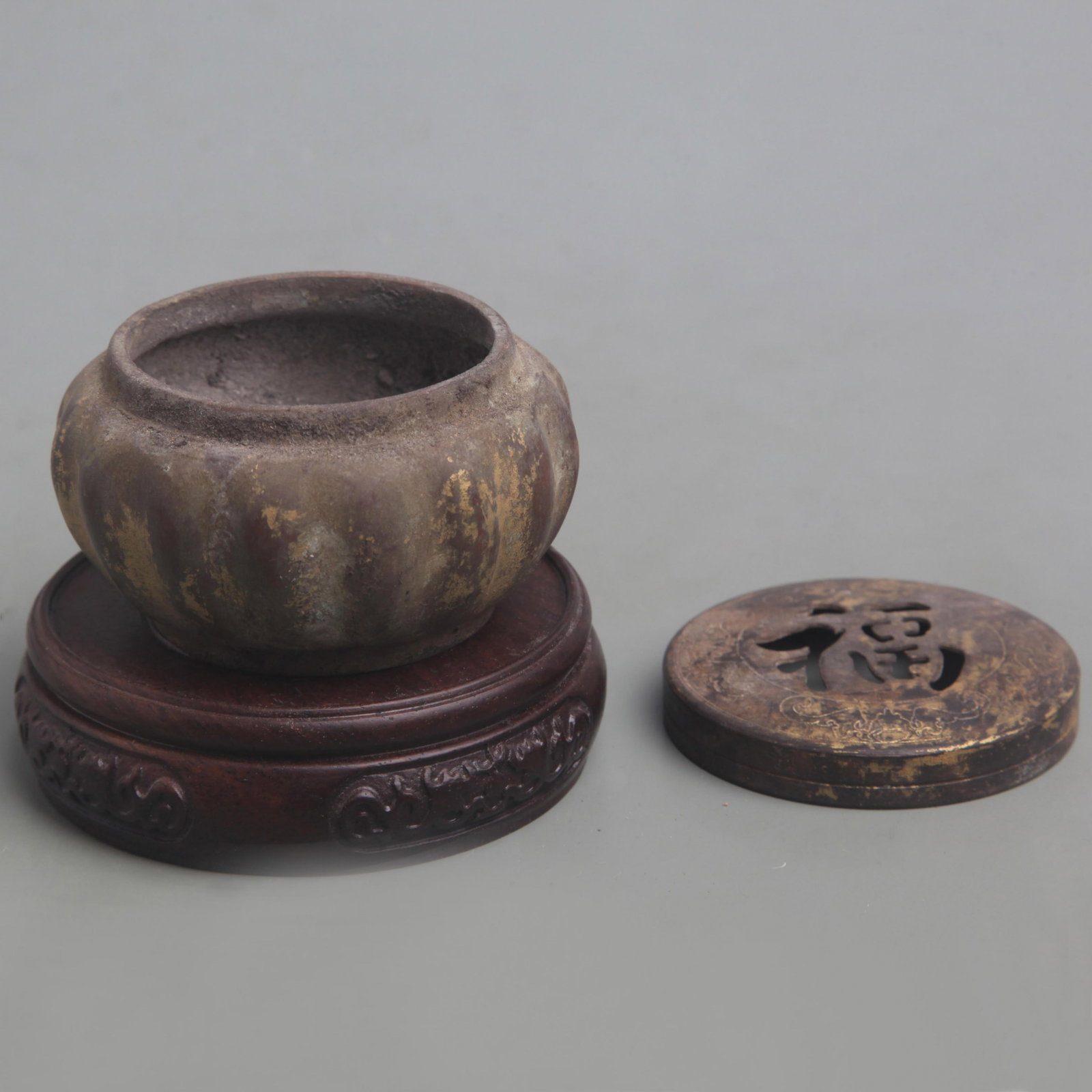 BRONZE ???U??CHARACTER INCENSE BURNER - 3
