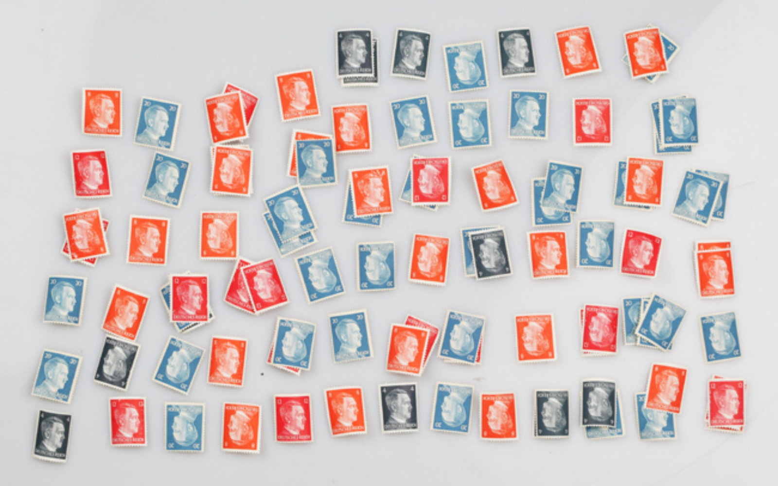 GROUP OF OLD STAMPS: Long: 0.9 inch; Width: 0.75 inch. Wooden base for display only