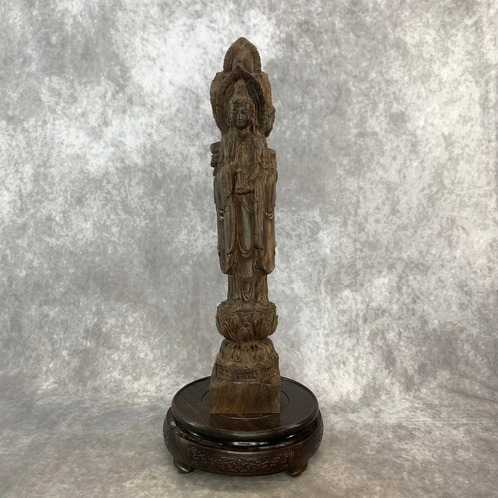 CARVED AGARWOOD FIGURE OF STANDING GUANYIN (1 of 5)