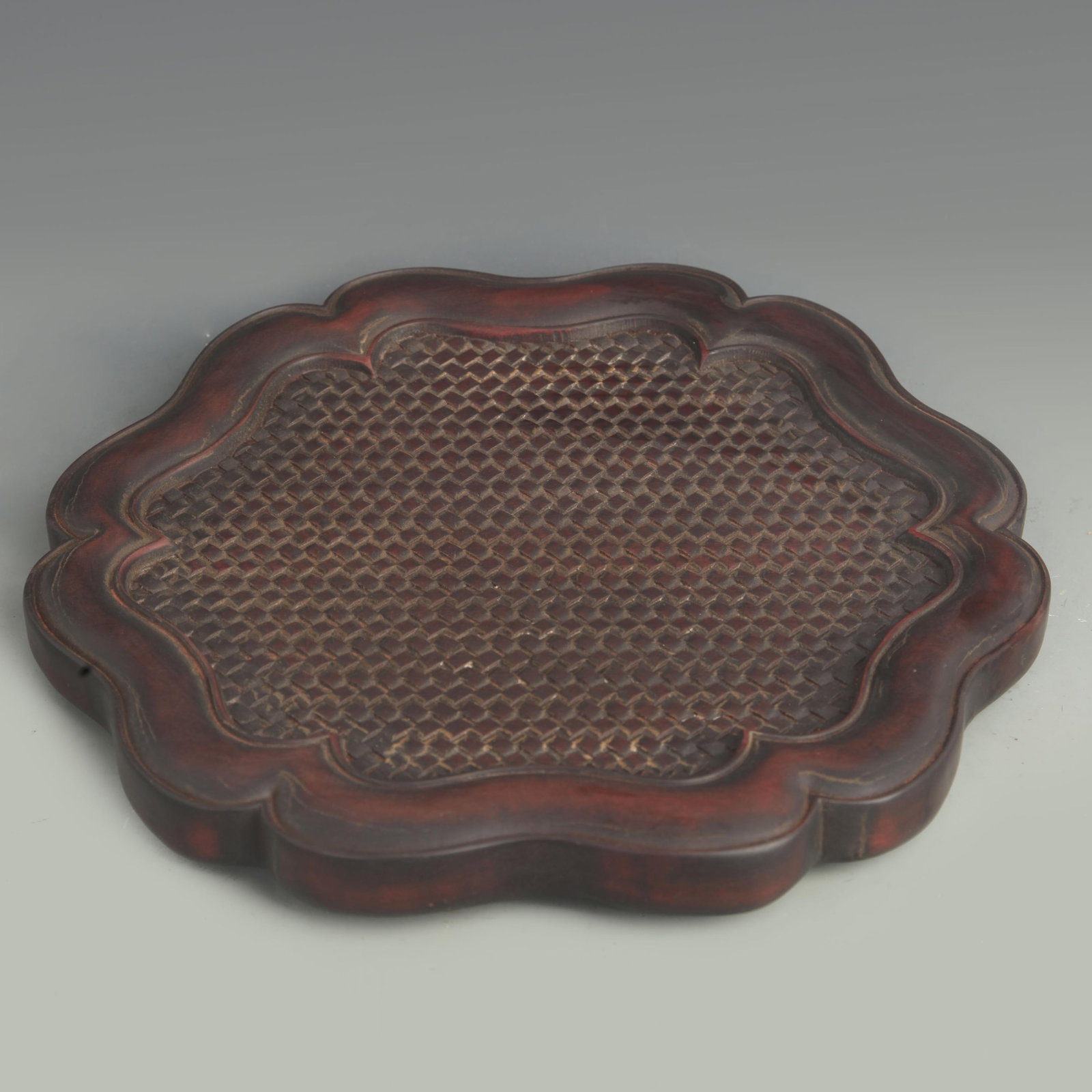 A FINE EBONY WOOD MADE CARVED TEA TRAY