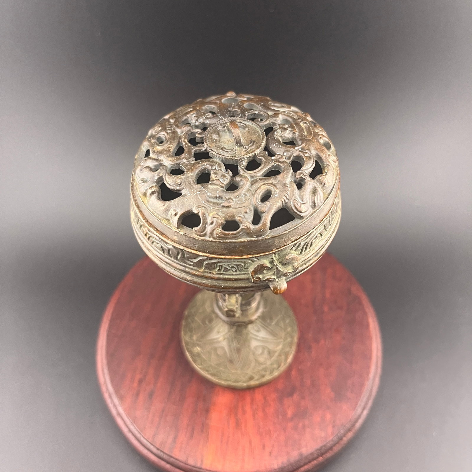 BRONZE "BOSHAN" ARCHAISTIC STEM CENSER - 5