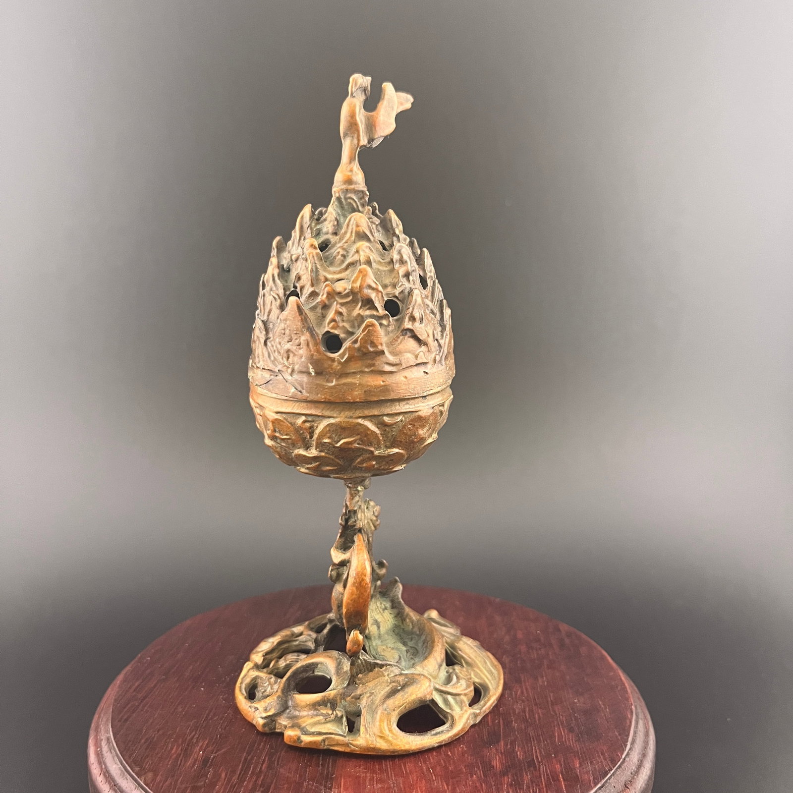BRONZE INCENSE STEM CENSER - 2