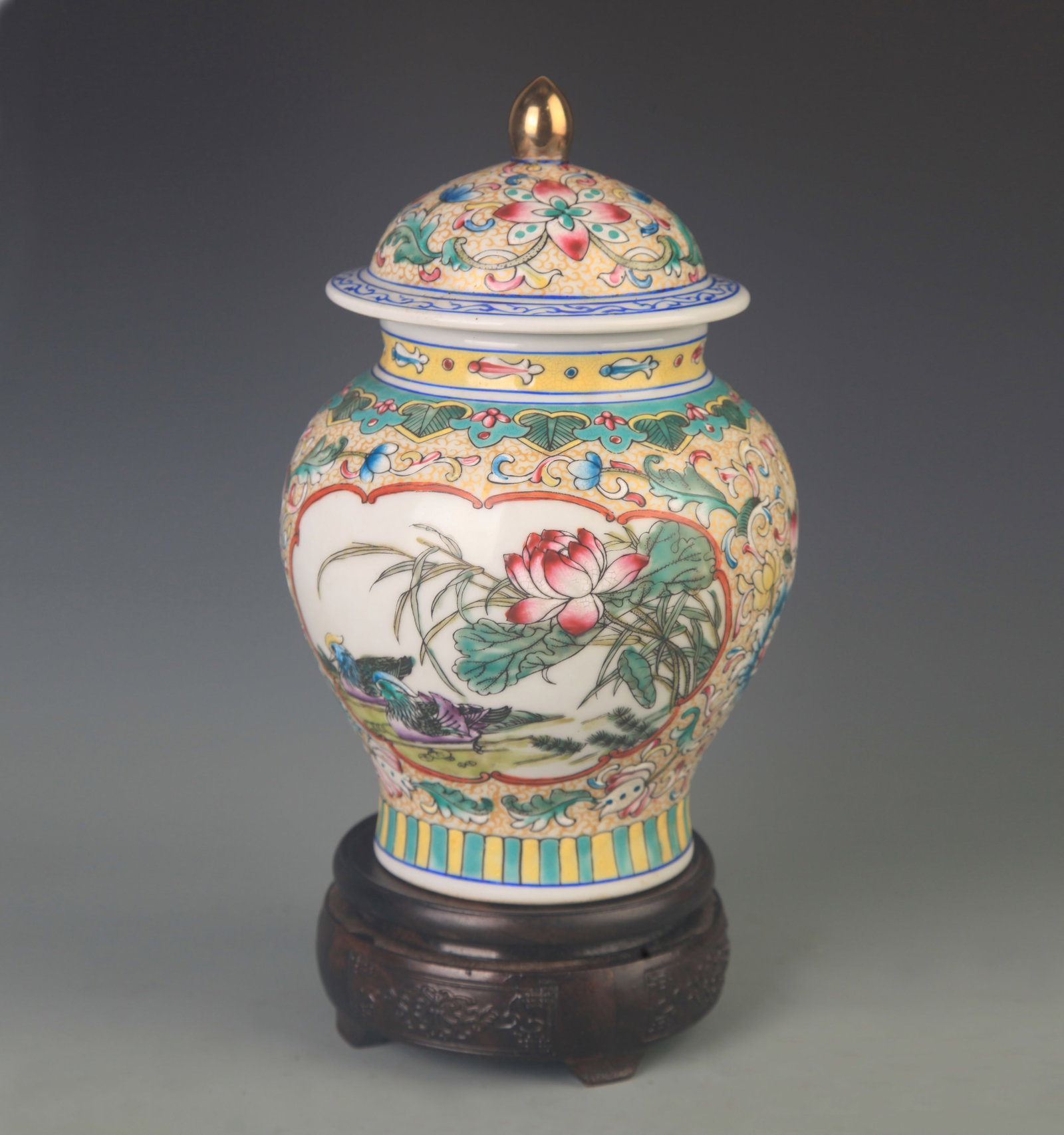 RARE FAIENCE COLOR LION PLAYING PATTERN GENERAL VASE - 6