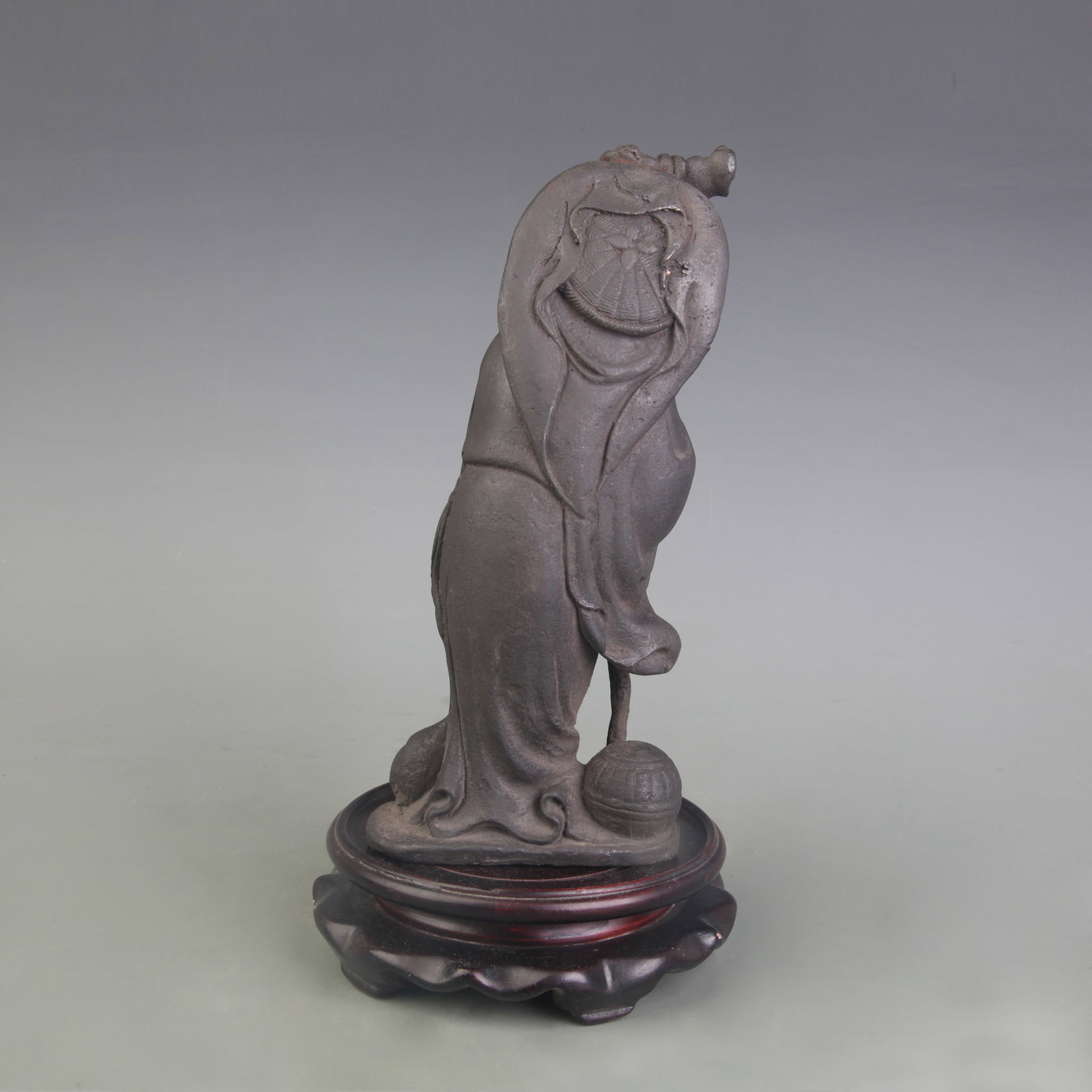 A FINE CAST IRON ARHAT STATUE - 4