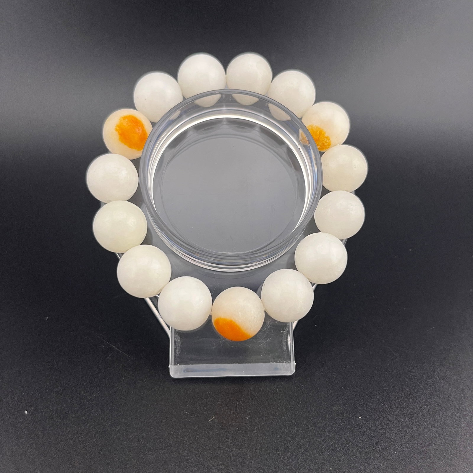 A FINE WHITE JADE MADE BRACELET: Modern; Long: 3.7 inch; Diameter: 0.5 inch