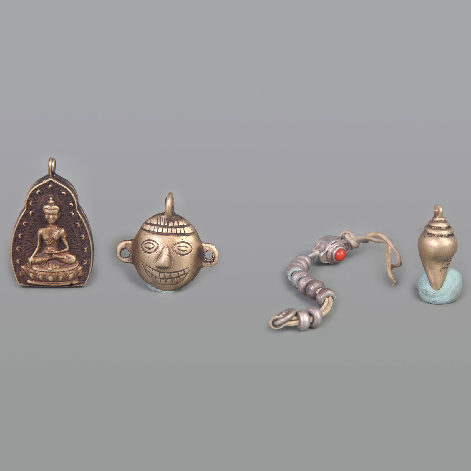 GROUP OF TIBETAN BUDDHISM BUDDHA STATUES AND RITUAL OBJECTS: Qing Dynasty; Long: 3.7 inch to 1.5 inch; Size Various