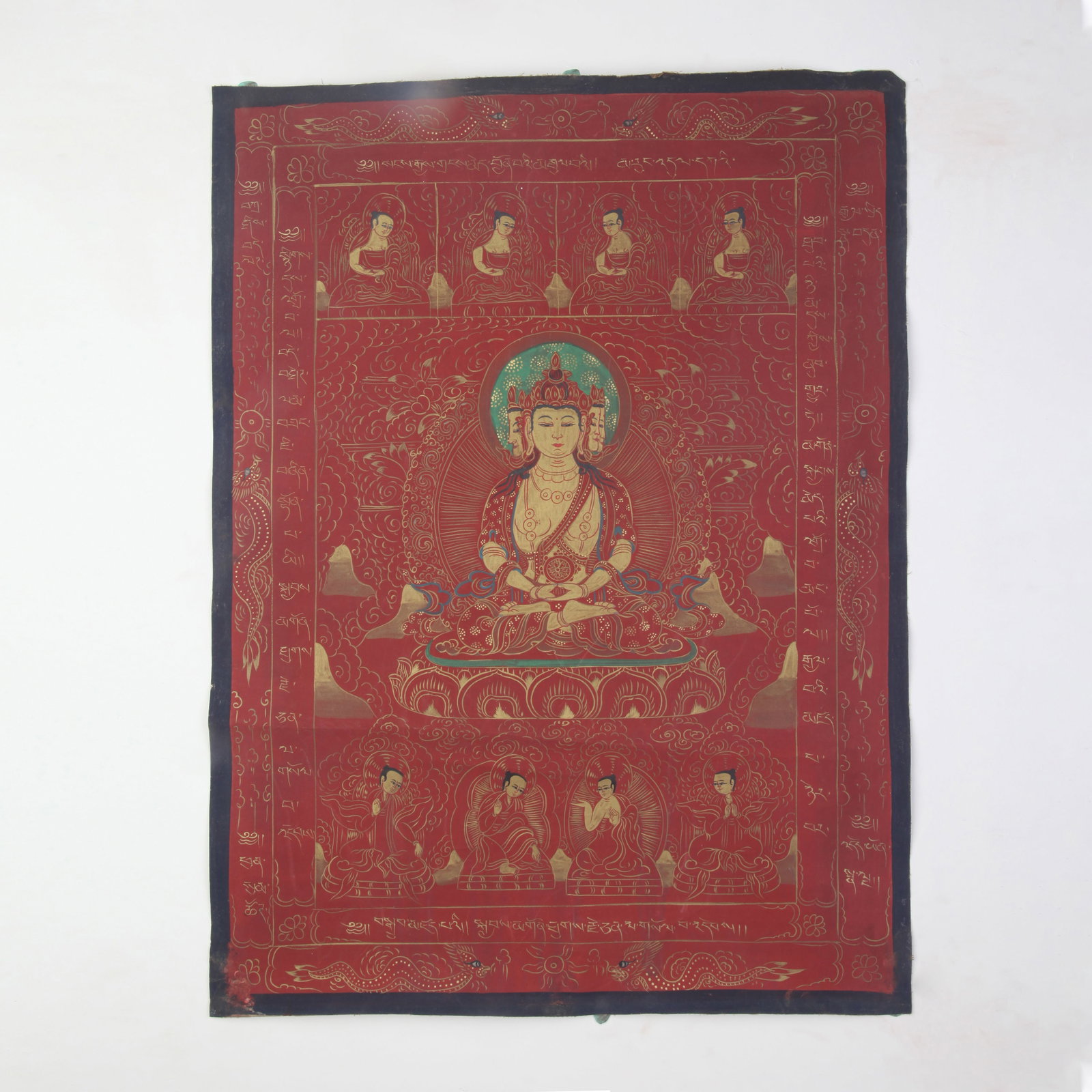 A FINELY PAINTED TIBETIAN BUDDHISM TANGKA: 20th Century; Long: 23.2 inch; Width:17.2 inch