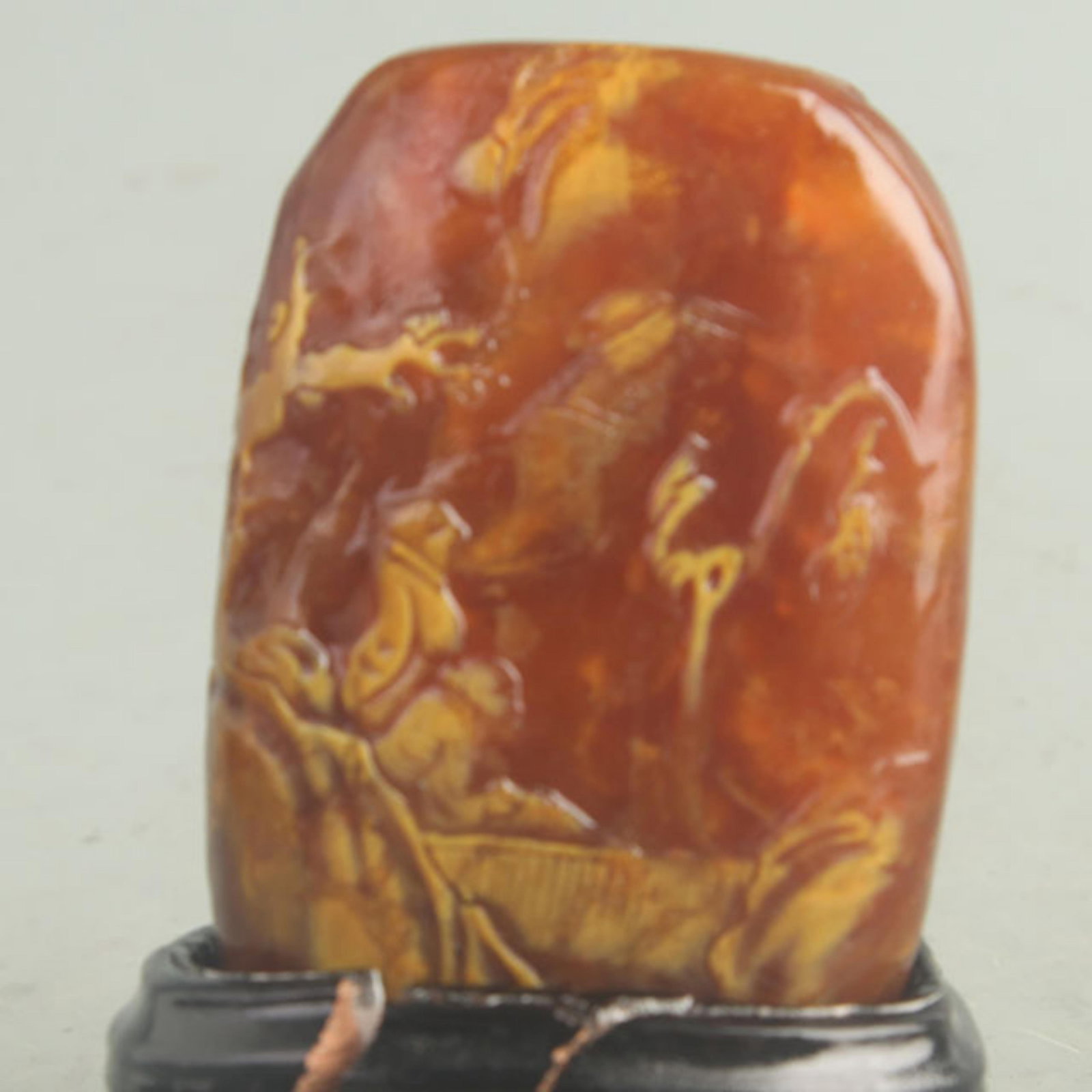 A FINE TIAN HUANG STONE CARVING, CLIFF EXCURSION SCULPTURE (1 of 5)
