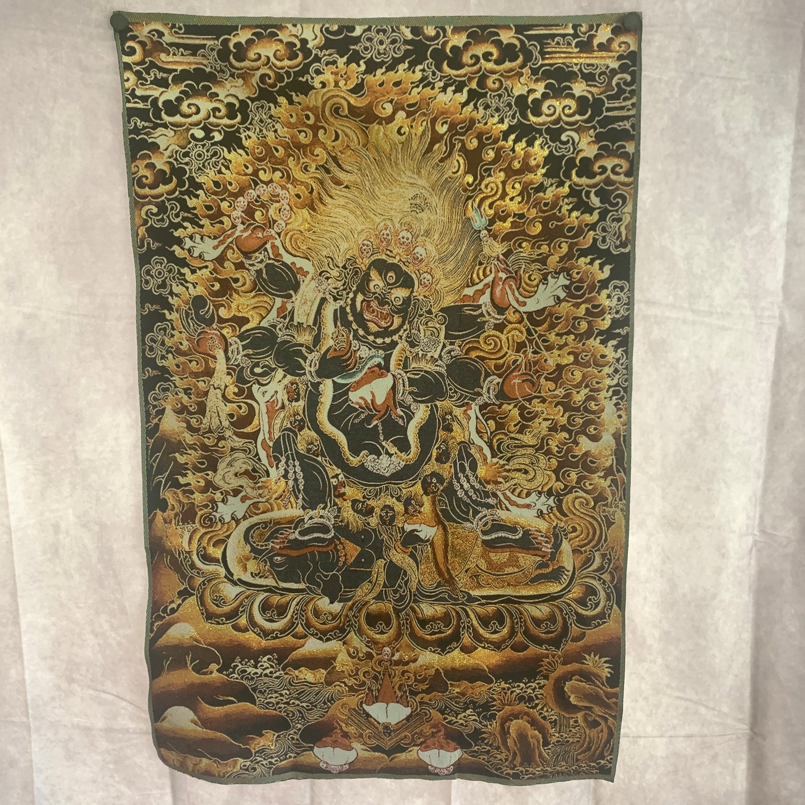 A FINE TIBETIAN TANGKA ON SILK: ; Long: 36 inch; Width:23.1 inch;