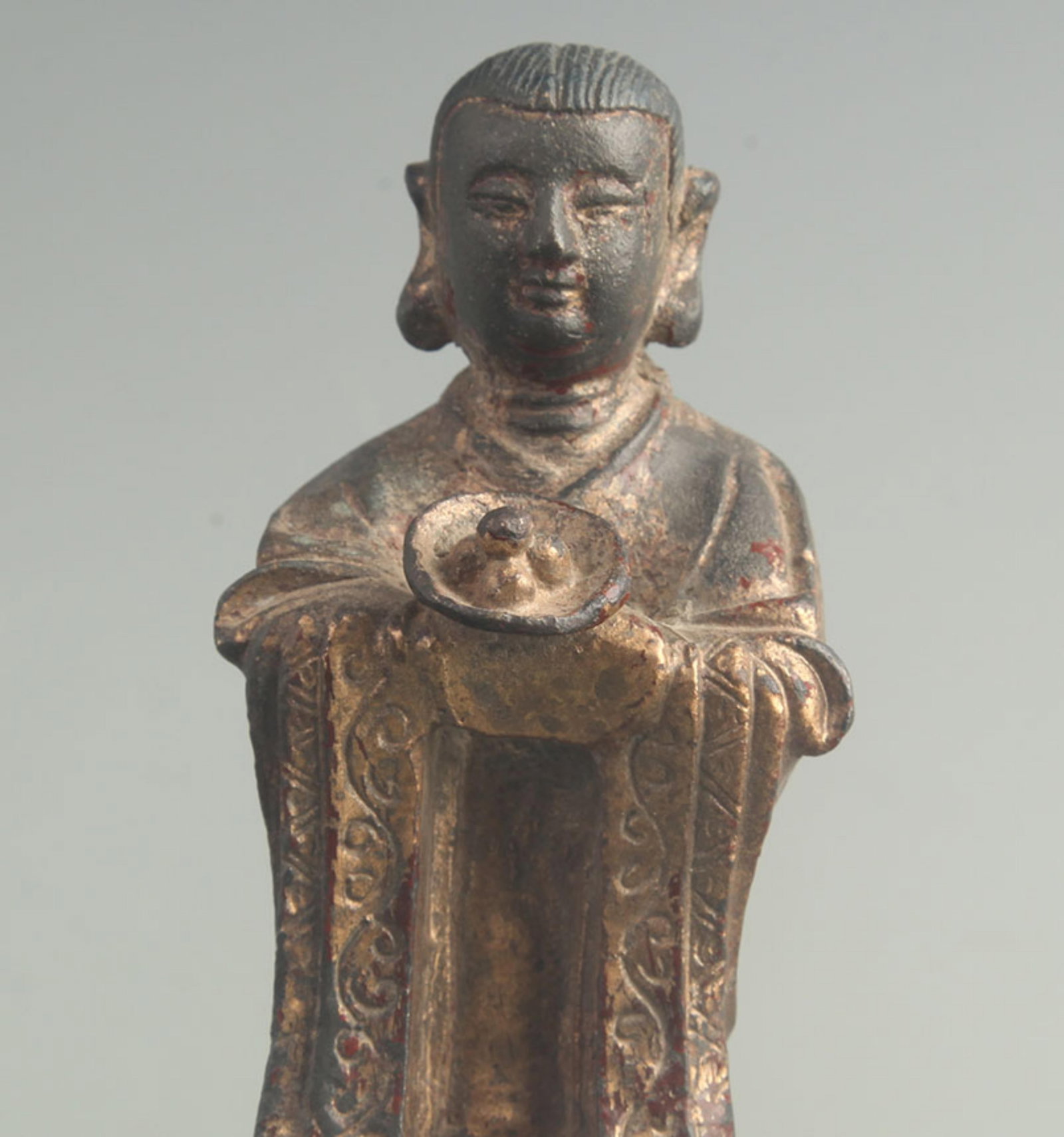 GILT BRONZE WEALTH-BRINGING BOY STATUE - 2
