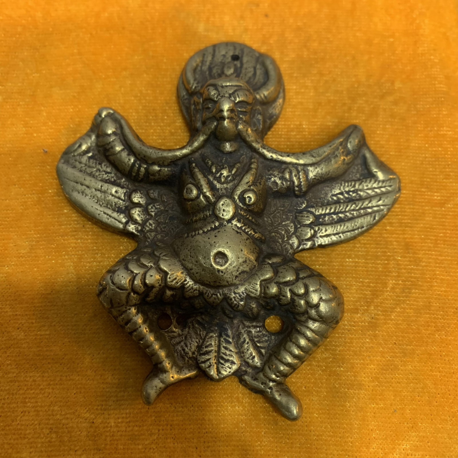 A FINE TIBETAN BUDDHISM BRONZE PENDANT: 20th Century; High: 3.1 inch; Width: 3.3 inch