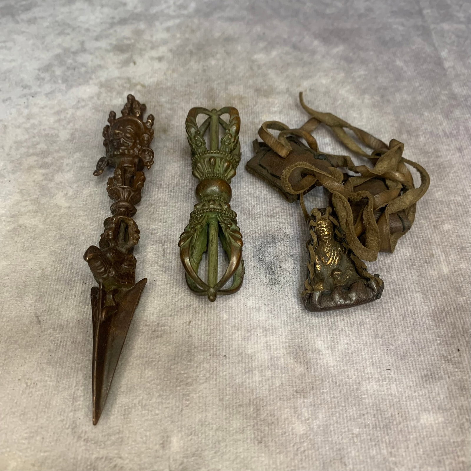 SET OF TIBETAN BUDDHISM RITUAL INSTRUMENTS: Qing Dynasty; High: 5.7 inch; High: 3.6 inch; High: 1.5 inch;
