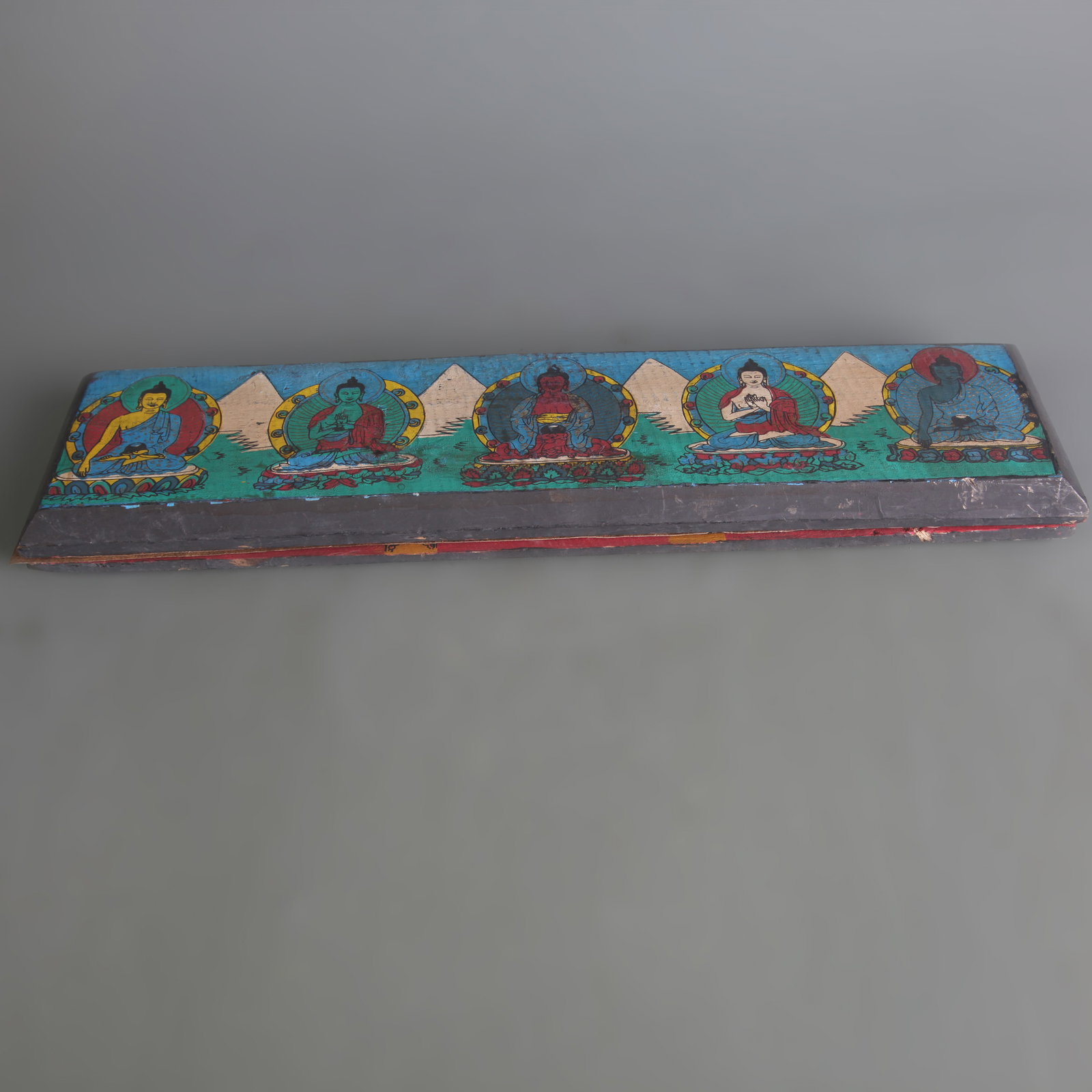 A SET OF TIBETAN BUDDHIST PRAYER BOOK SCRIPTURES 10 PAGES: 19th Century; Long: 14.1 inch; Width: 3.5 inch