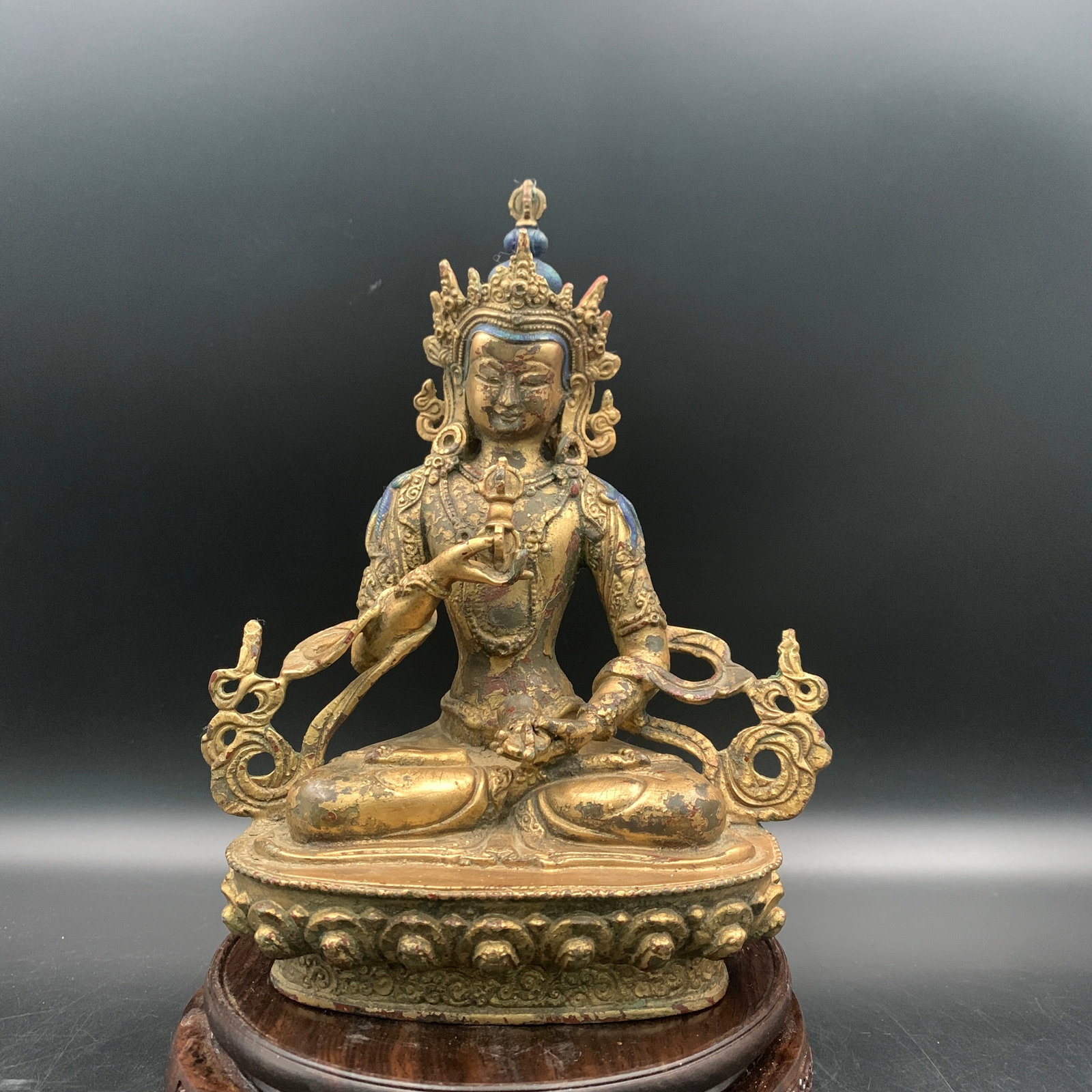 RARE SINO-TIBETAN GILT BRONZE FIGURE OF VAJRASATTVA (1 of 6)
