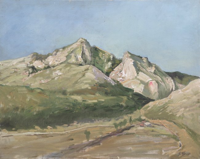 A WANG WEN BIN OIL PAINTING (ATTRIBUTED TO, 1928 -: Mountain, L:23.5 in×W:29.5 in
