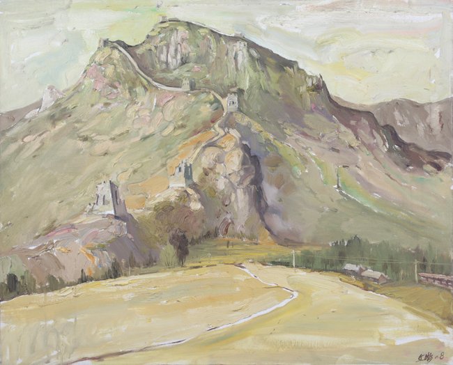A WANG WEN BIN OIL PAINTING (ATTRIBUTED TO, 1928 -: The Great Wall, L:23.5 in×W:29.00 in