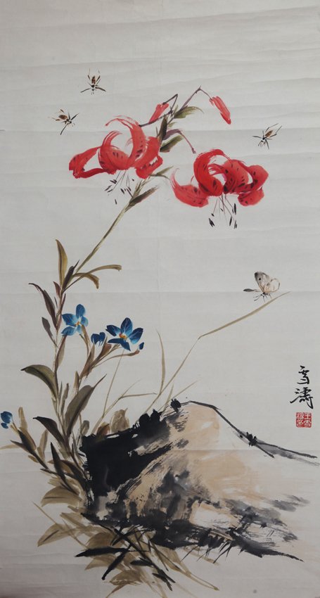 WANG XUE TAO (ATTRIBUTED TO, 1903 - 1982): Flower, L:26.5 in×W:13.5 in