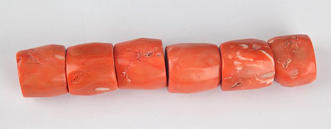A GROUP OF SIX CORAL: 20th Century, L:1.0 in