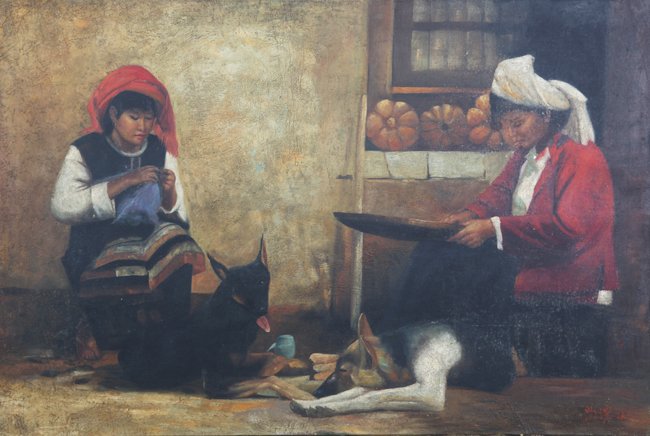 A ZHAN SHANG YI OIL PAINTING (ATTRIBUTED TO, 1934 - ): 1934—?L:24.00 in×W:35.00 in