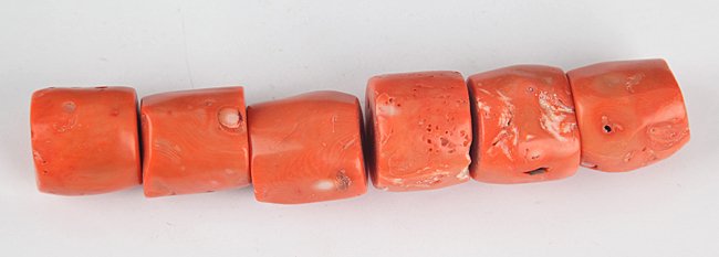 A GROUP OF SIX LARGE CORAL: 20th Century, L:1.0 in