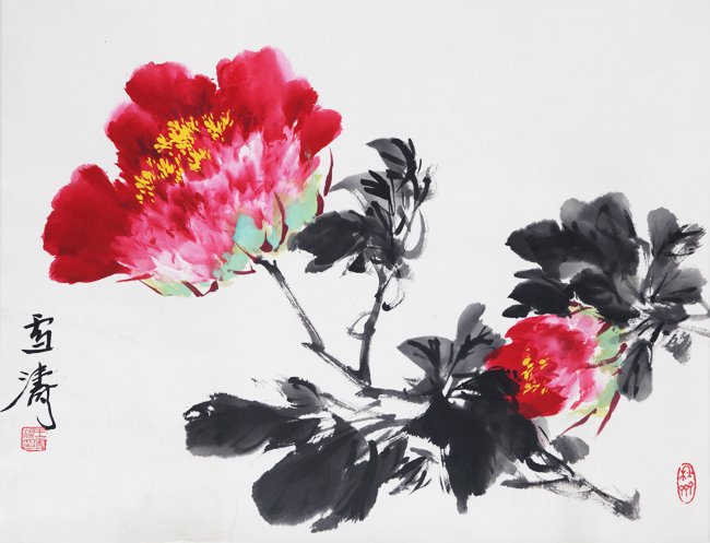 WANG XUE TAO (ATTRIBUTED TO 1903 - 1982): Flowers, L:13.00in × W:17.00in