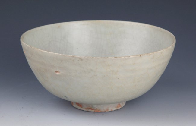 A LIGHT BLUE COLOR PORCELAIN BOWL: Ming Dynasty, H:3.5 in × D:8.8 in