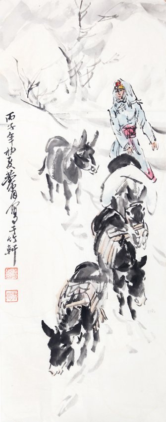 HUANG ZHOU (ATTRIBUTED TO 1925 - 1997): HUANG ZHOU (ATTRIBUTED TO 1925 - 1997), Long: 26.5 inch x Wide: 10.5 inch