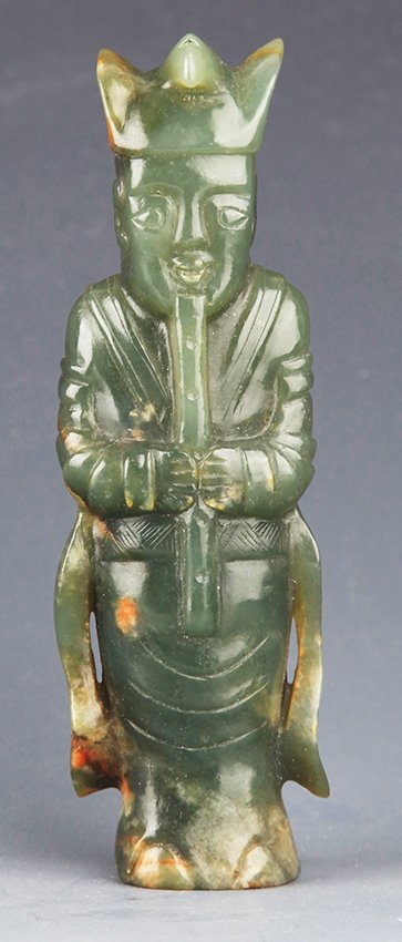 A VERY OLD HUMAN LIKE JADE: Western Zhou period , H:4.5 in×W:1.5 in