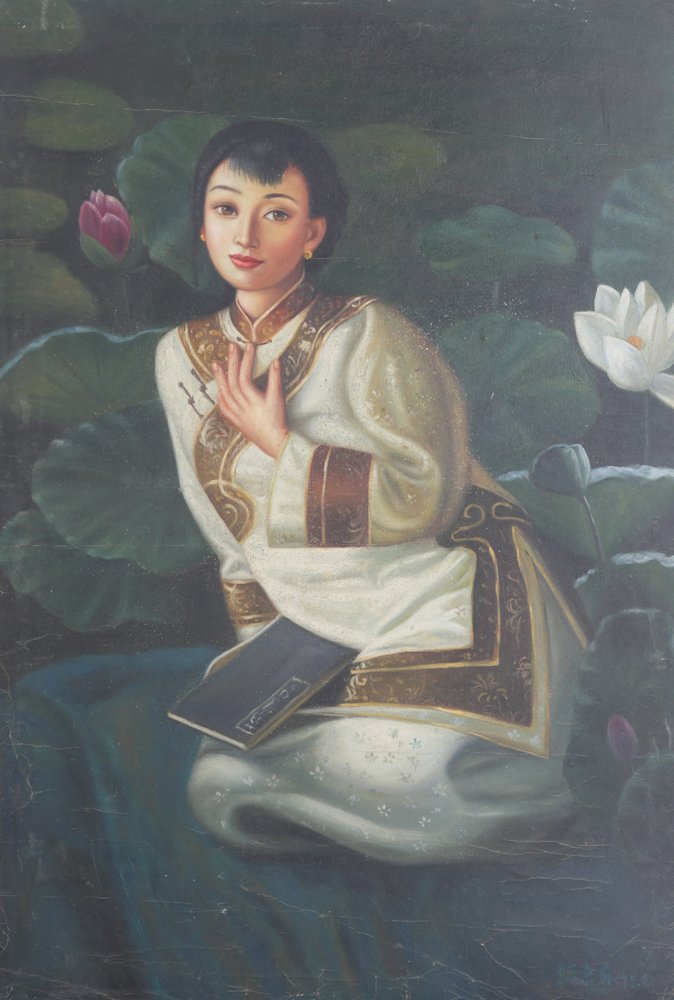 A CHEN YIFEI OIL PAINTING: Beautiful Lady, 35.8" × 24.8"