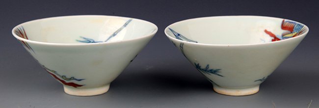 A PAIR OF CHENG HUA DOUCAI PORCELAIN BOWL: A PAIR OF CHENG HUA DOUCAI PORCELAIN BOWL, Probably Ming Dynasty, H:1.75 inch X D:3.89 inch