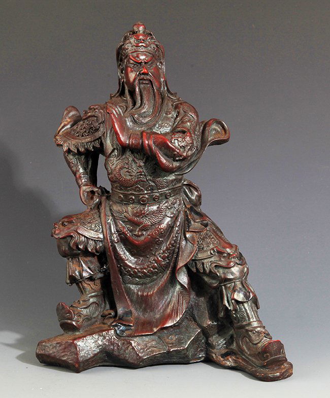 A FINELY GUAN GONG CARVING EBONY WOOD FIGURE (1 of 9)