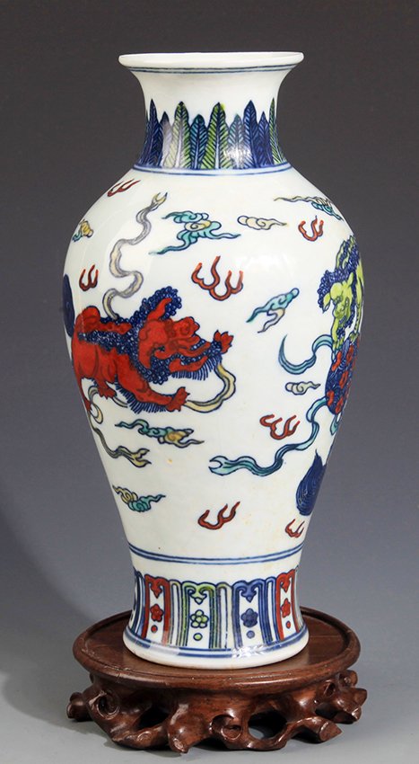 A LION PLAYING DOUCAI PORCELAIN JAR (1 of 6)