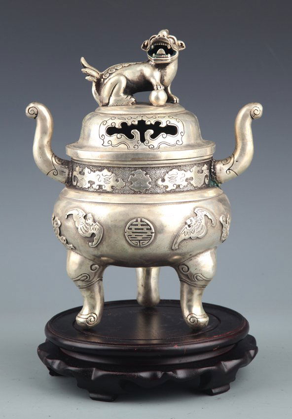 A LARGE HAND CARVING SILVER PLATED AROMATHERAPY (1 of 8)