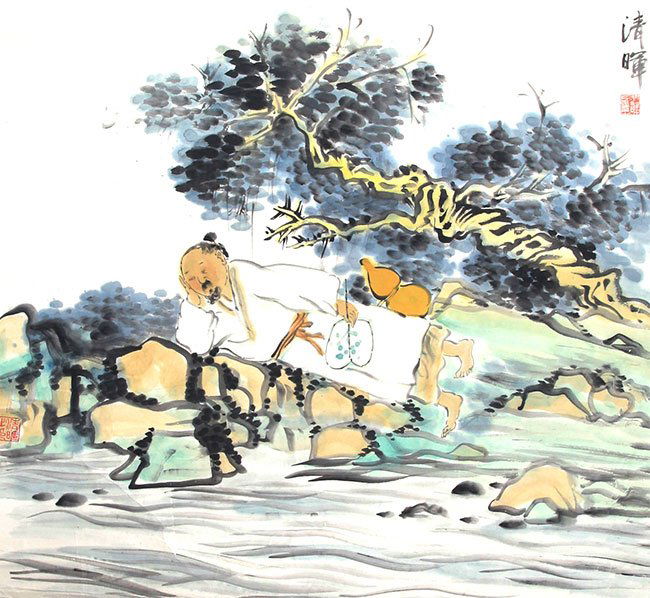 A WANG QING HUI CHINESE PAINTING (ATTRIBUTED TO ): A WANG QING HUI CHINESE PAINTING (ATTRIBUTED TO ); Contemporary, High: 26.5 inch×Wide: 26.5 inch