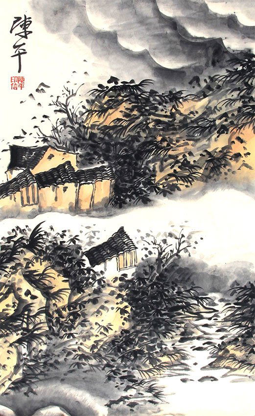 A CHEN PING CHINESE PAINTING (ATTRIBUTED TO ) (1 of 3)