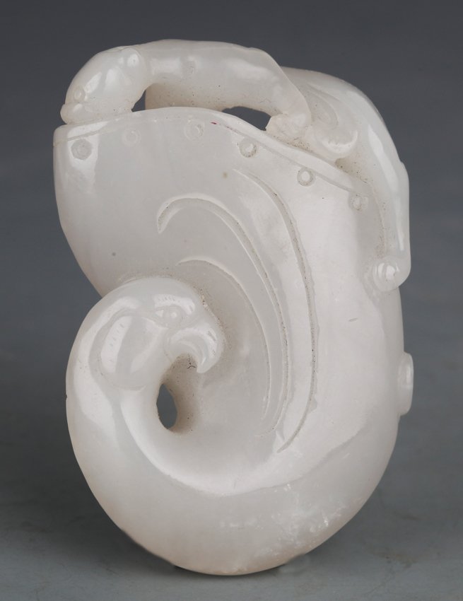 A FINELY PHOENIX CARVING HETIAN WHITE JADE (1 of 6)