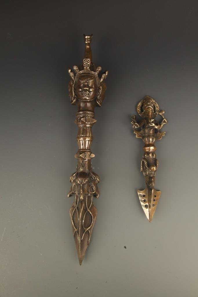 GROUP OF TWO BRONZE TIBETAN VAJAR (1 of 5)