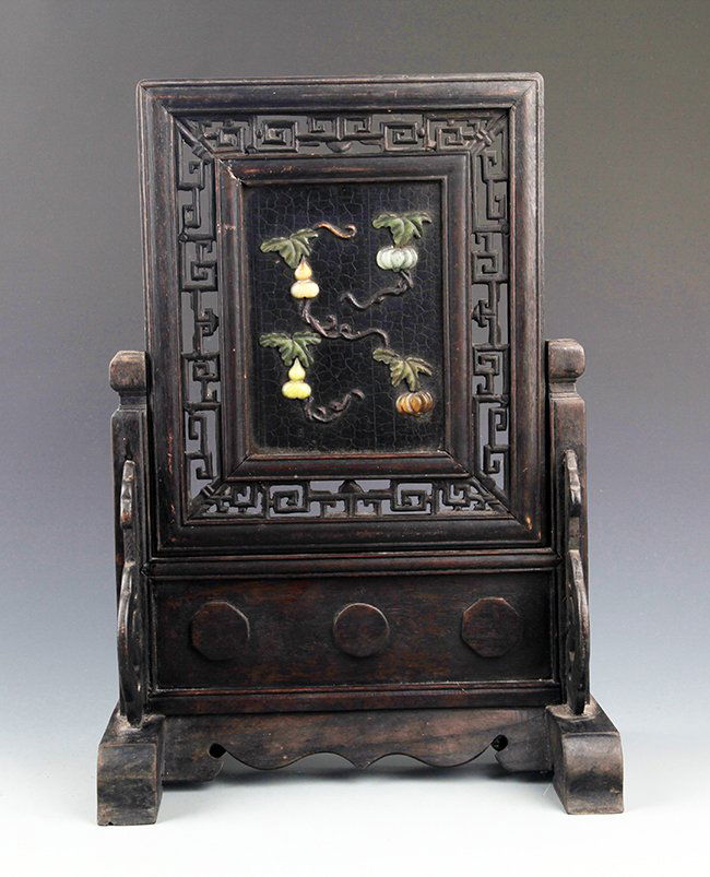 A ZITAN TABLE SCREEN WITH GEMSTONE (1 of 7)