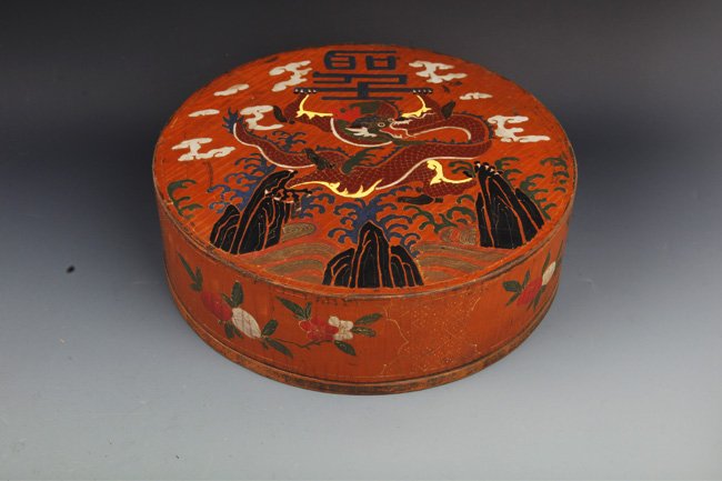 A DRAGON PAINTED GILT LACQUERED LUNCH BOX (1 of 7)