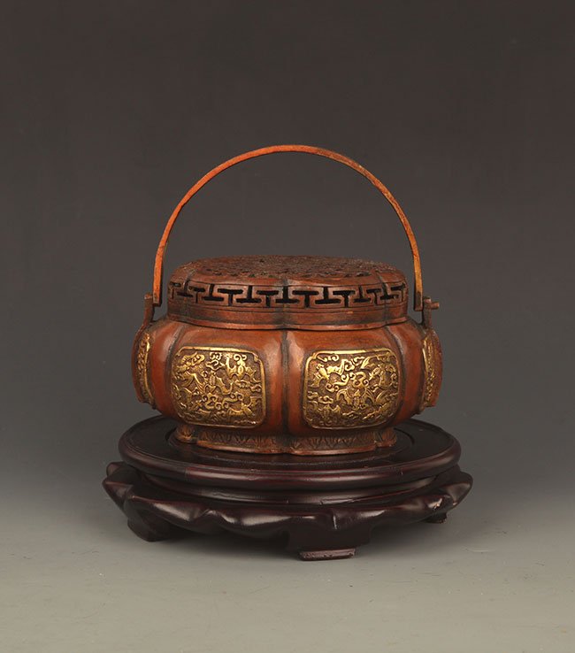 A FINELY CARVED BRONZE ROUND AROMATHERAPY (1 of 6)