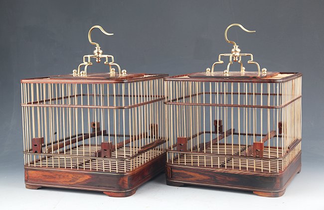 PAIR OF HUANG HULI MU BIRD CAGE (1 of 7)